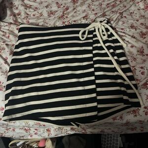 Black and White Asymmetrical Striped Skirt